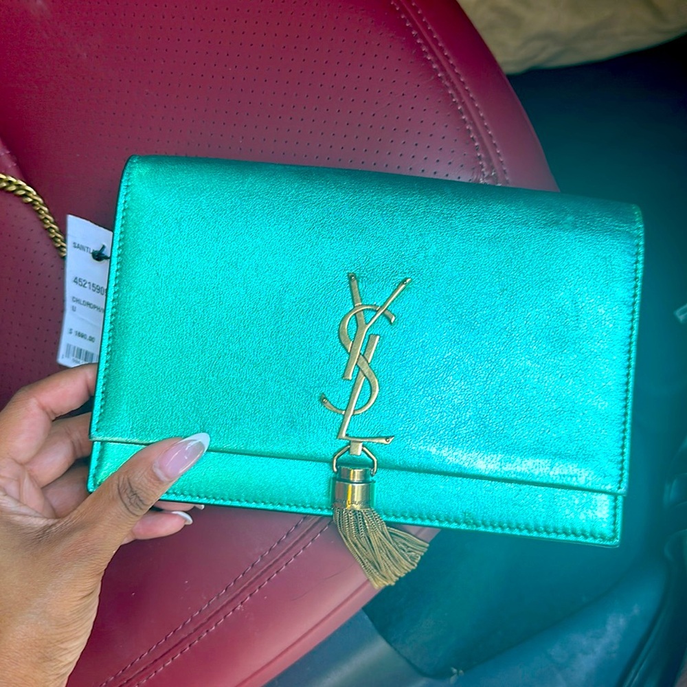 YSL purse green and gold